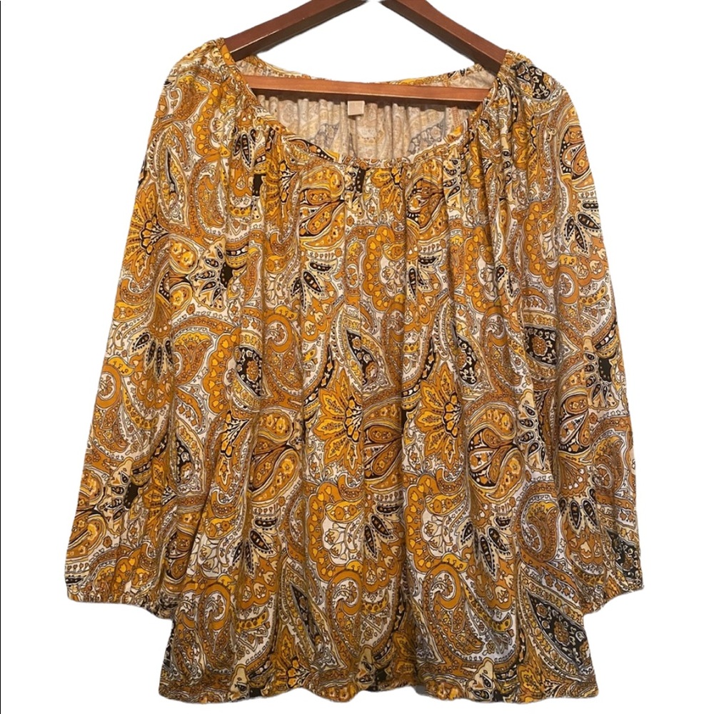 Michael Kors Long Sleeved Gold Patterned Top